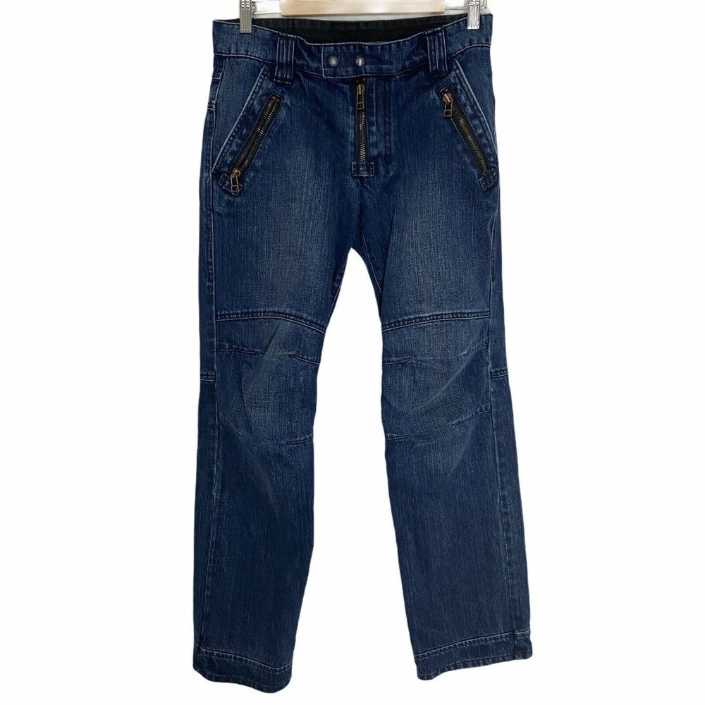 A|X Armani Exchange Distressed Zipper Blue Straight Jeans 30x32 Vintage Chore